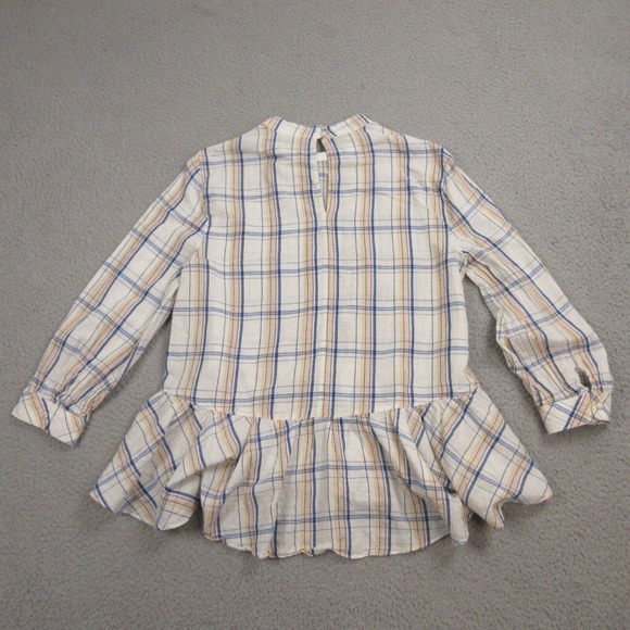 Maeve Anthropologie Plaid Ruffle Tunic Blouse Top size 6 Prairie Peasant - Picture 7 of 11